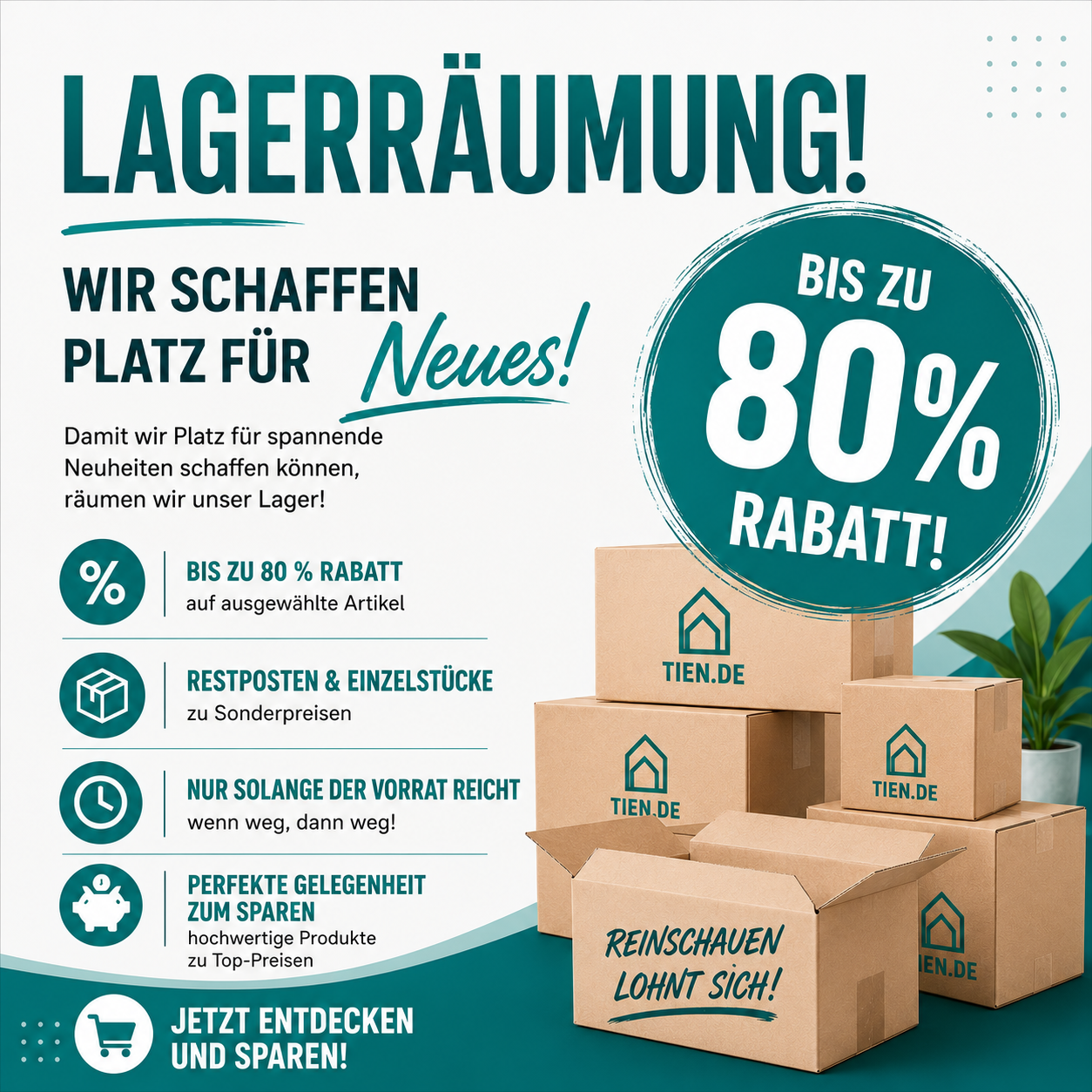 Lagerräumung gestartet – Restposten zu Spitzenpreisen!